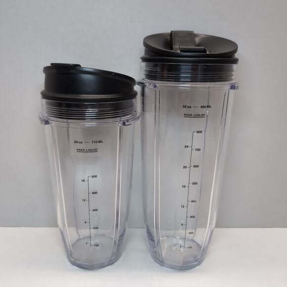 Lot of 2 Nutri Ninja Replacement Blender Cups 24oz and 32oz With Sip & Seal Lids - Picture 2 of 8